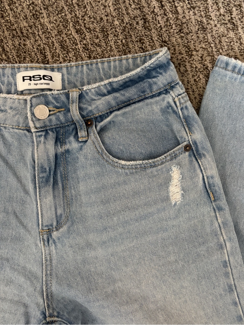 RSQ Light Blue High-Rise Women's Jeans with Subtle Distress